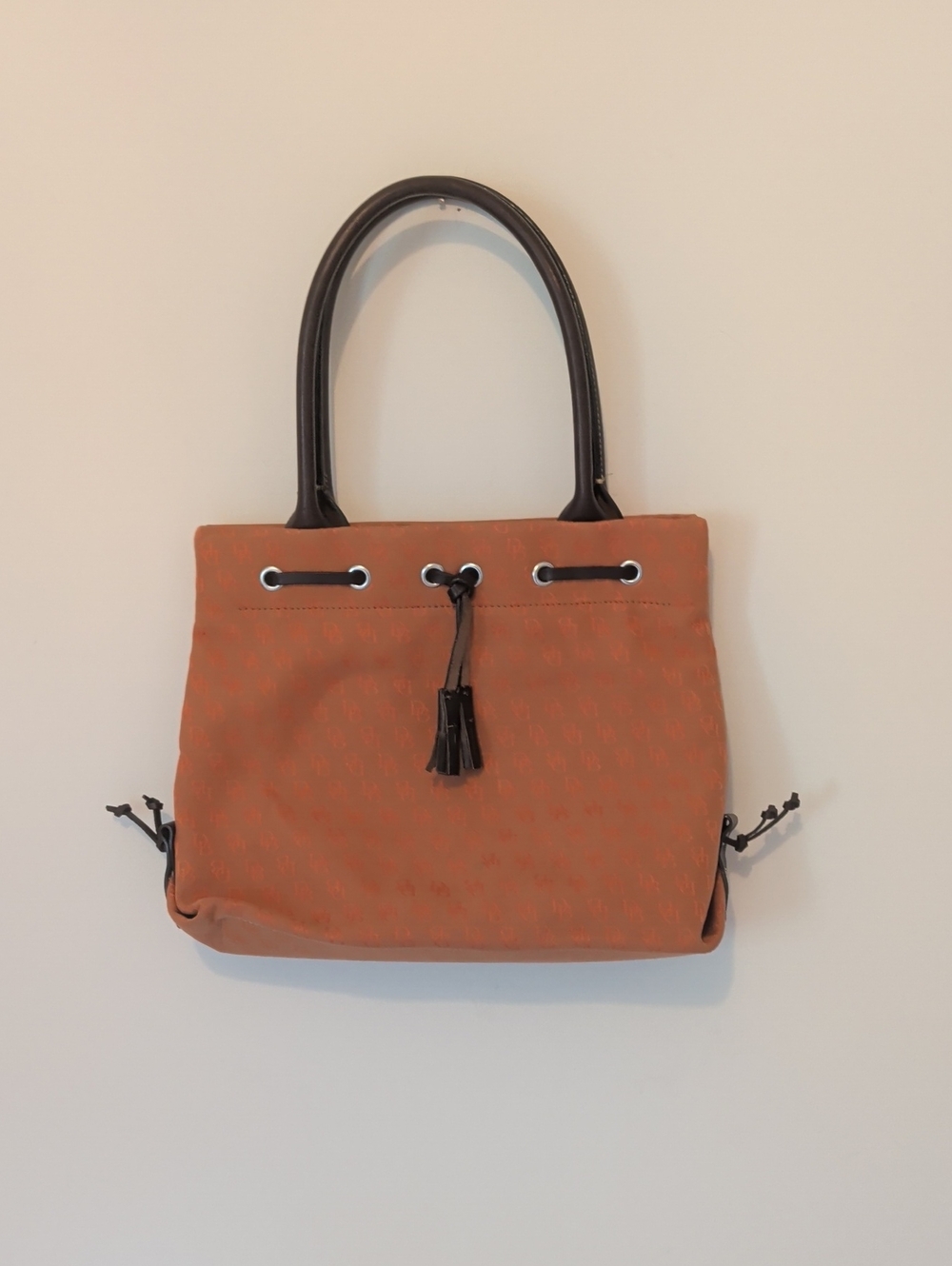 Vintage Dooney & Burke Drawstring Tote Bag with Tassles